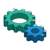 illustration of two cogs